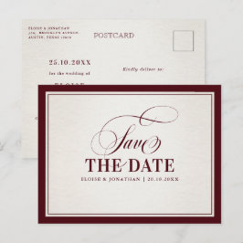 Old Money Modern Burgundy Luxury Save the date Postkarte