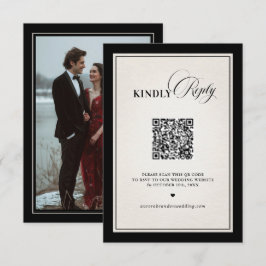 Old Money Modern Formal Black Luxury Chic QR code RSVP Karte
