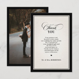 Old Money Modern Formal Black Luxury Chic Wedding Dankeskarte
