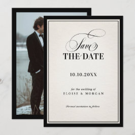Old Money Modern Formal Black Luxury Chic Wedding Save The Date