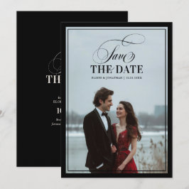 Old Money Modern Formal Black Luxury Chic Wedding Save The Date