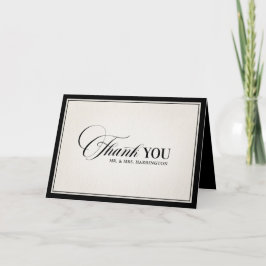 Old Money Modern Formal Black Photo Wedding Dankeskarte
