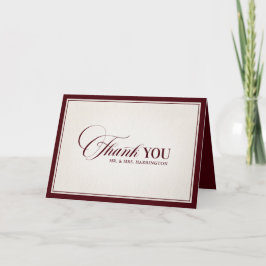 Old Money Modern Formal Burgundy Luxury Wedding Dankeskarte