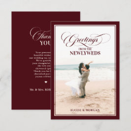 Old Money Modern Formal Burgundy Luxury Wedding Dankeskarte