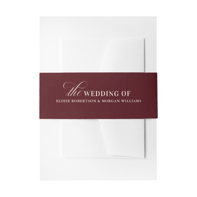 Old Money Modern Formal Burgundy Luxury Wedding Einladungsbanderole (Vorderseite Beispiel)
