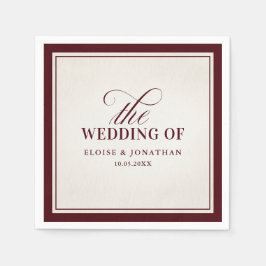 Old Money Modern Formal Burgundy Luxury Wedding Serviette