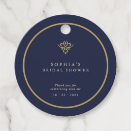 Old Money Navy Blue Bridal Shower Favor Tags Geschenkanhänger