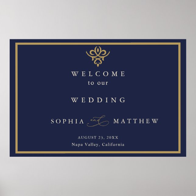 Old Money Navy Blue Wedding  Poster (Vorne)