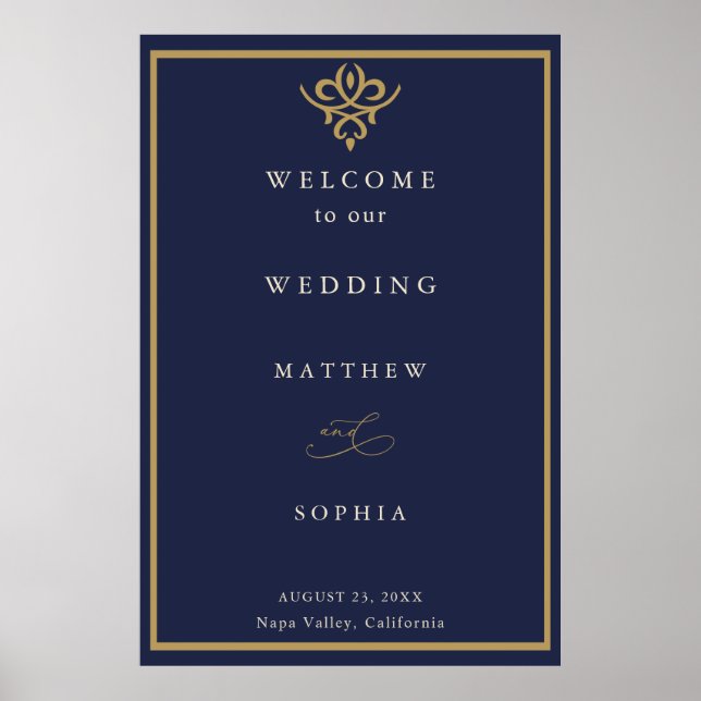 Old Money Navy Blue Wedding  Poster (Vorne)