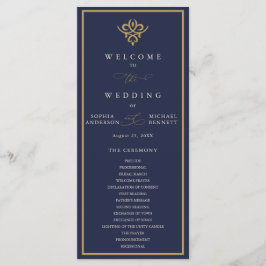 Old Money Navy Blue Wedding Program Programm
