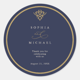 Old Money Navy Blue Wedding Sticker