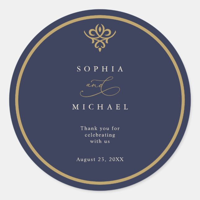 Old Money Navy Blue Wedding Sticker (Vorderseite)