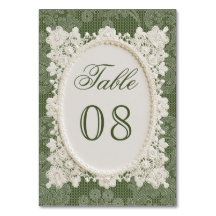 Old Money Olive Green Ivory Doily Lace Wedding