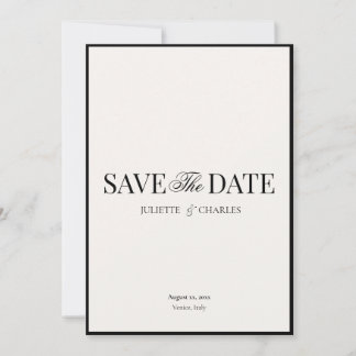 Old Money Schwarzweiß | Save The Date Weiße Karte