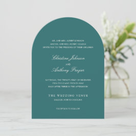 Old Money Teal Classic Wedding Einladung