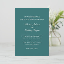 Old Money Teal Classic Wedding Einladung