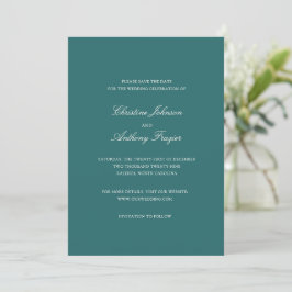 Old Money Teal Classic Wedding Save The Date