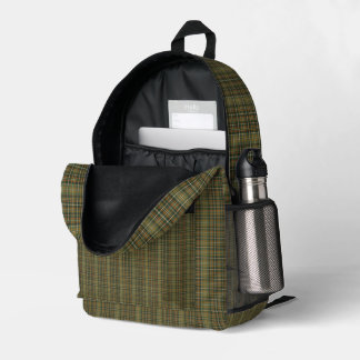 Old Money Waldgrün Rostorange Tartan Karo Bedruckter Rucksack