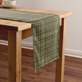 Old Money Waldgrün Rostorange Tartan Karo  Kurzer Tischläufer