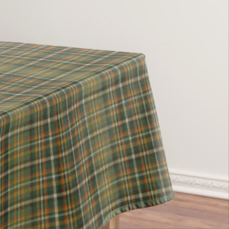 Old Money Waldgrün Rostorange Tartan Karo Tischdecke