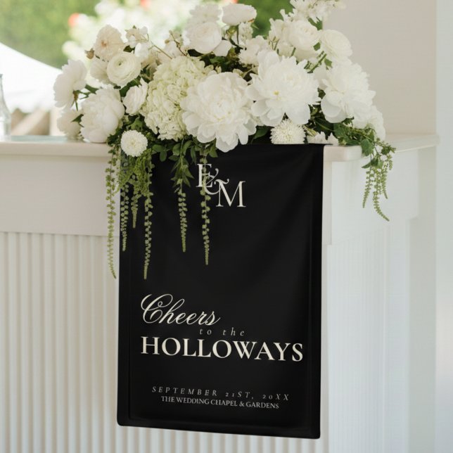 Old Money Wedding Reception Decor Banner (Old Money Wedding Couple Cocktail Hour Bar Banner)