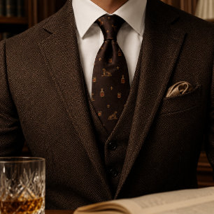 Old Money Whiskey Dog Gentleman's Club Herringbone Krawatte