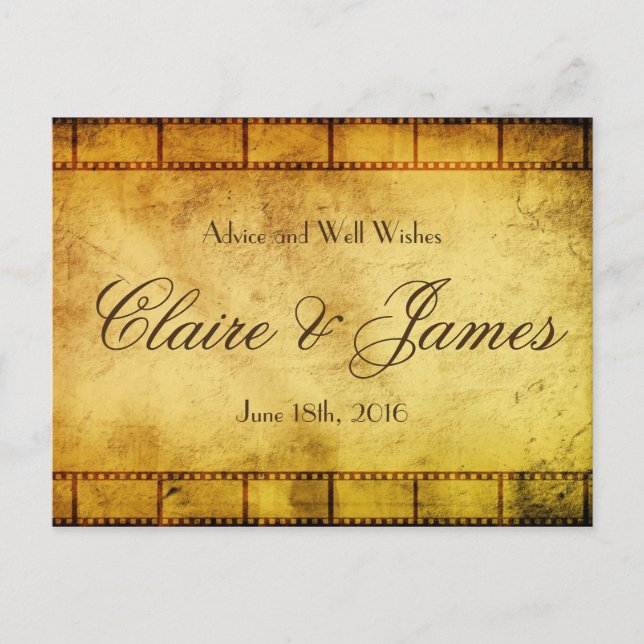 Old Movie Film Hochzeitsratgeber Hinweiskarte (Vorderseite)