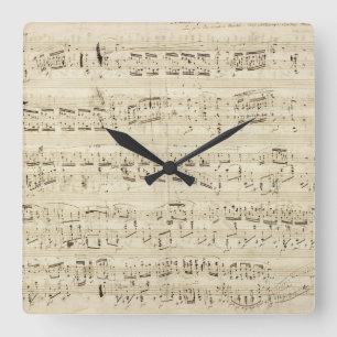 Old Music Notes - Chopin Music Sheet Quadratische Wanduhr