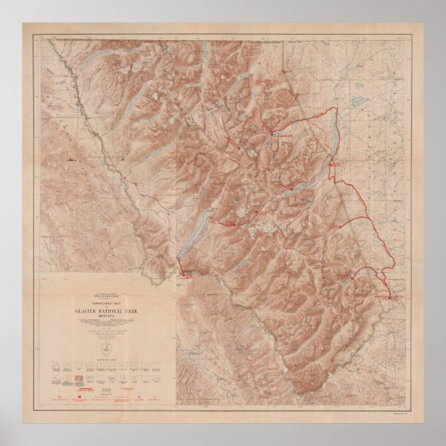 Old National Park Map (1914)  Poster (Vorne)