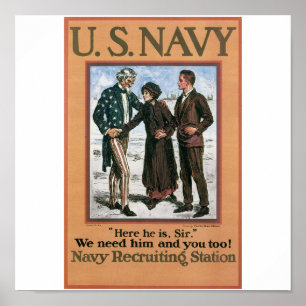 Old Navy Recruiting Poster um 1917