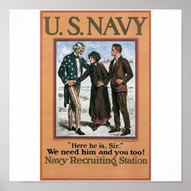 Old Navy Recruiting Poster um 1917 (Vorne)