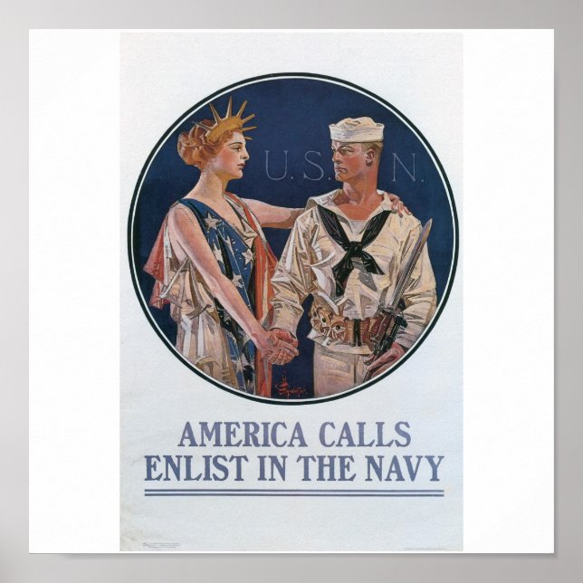 Old Navy Recruiting Poster um 1917 (Vorne)