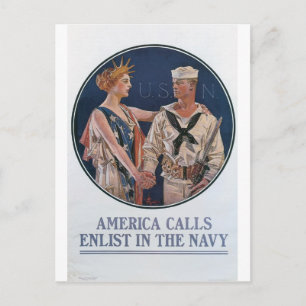 Old Navy Recruiting Poster um 1917 Postkarte