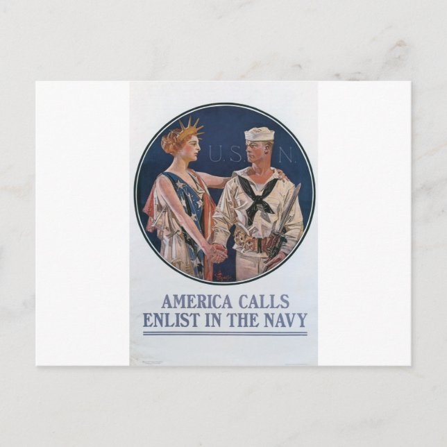 Old Navy Recruiting Poster um 1917 Postkarte (Vorderseite)