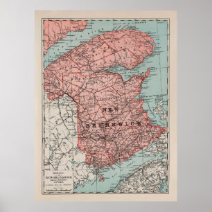 Old New Brunswick Canada Map (1925) Poster
