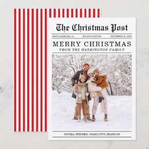 Old Newspaper Style Christmas Grußkarte Feiertagskarte