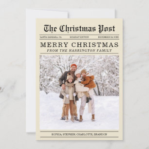 Old Newspaper Style Christmas Grußkarte Feiertagskarte