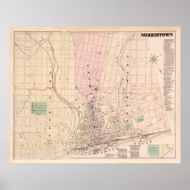Old Norristown PA Map (1871) Poster (Vorne)