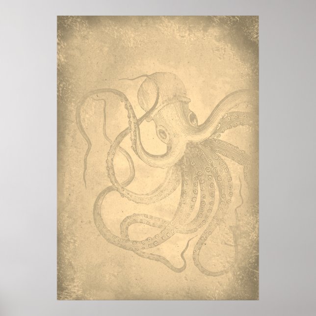 Old octopus | Sea life | Vintage Paper Poster (Vorne)