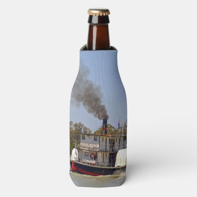 Old Paddle Steamer Chugging Down River Murray Flaschenkühler (Flaschenvorderseite)
