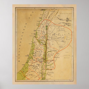 Old Palestine Physical Map (1881) Poster