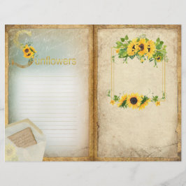 Old Parchment Collage Sunflower Journal-Seite