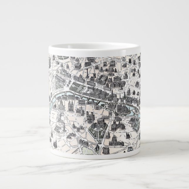 Old Paris Monuments Karte 1878 Seine Jumbo Tasse (Vorderseite)