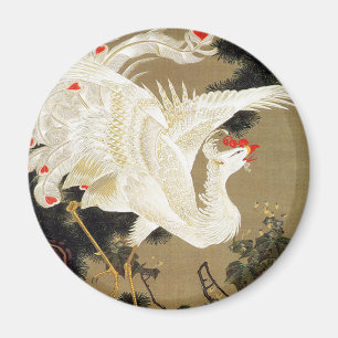 Old Pine Tree und White Phoenix von Ito Jakuchu Magnet