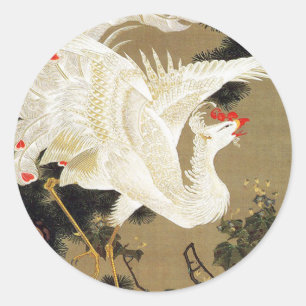 Old Pine Tree und White Phoenix von Ito Jakuchu Runder Aufkleber