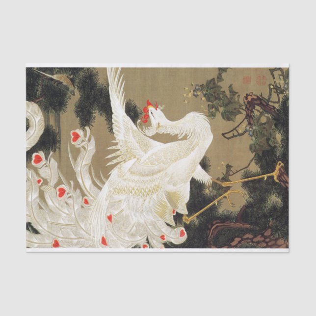 Old Pine Tree und White Phoenix von Ito Jakuchu Seidenpapier (Vorderseite)