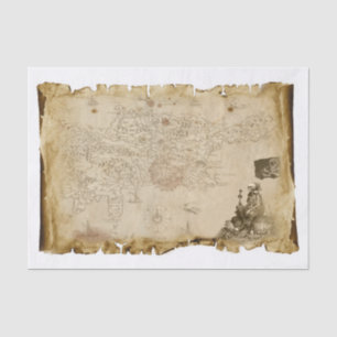 Old Pirate Map Skeletts Skelettfahne Flag Decoupag Seidenpapier
