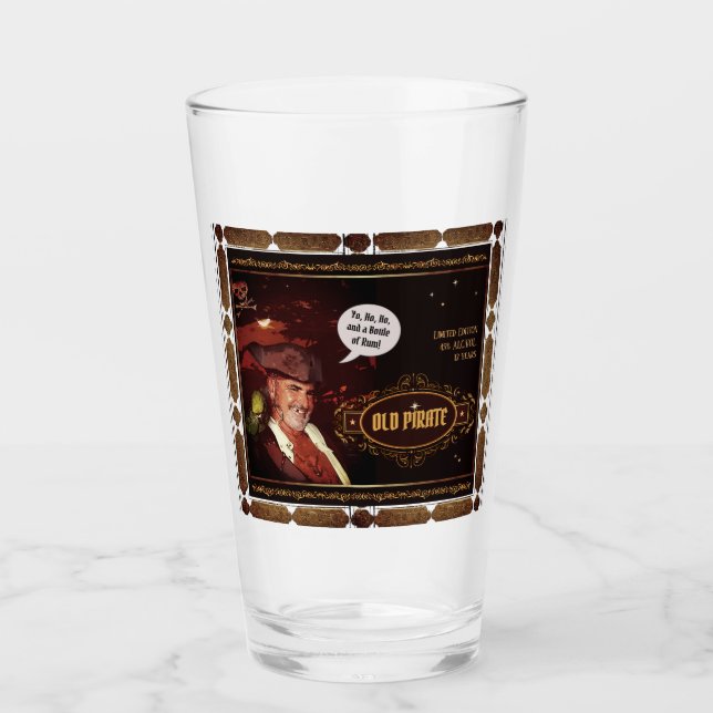 Old Pirate Rum (Text anpassbar) Glas (Vorderseite)