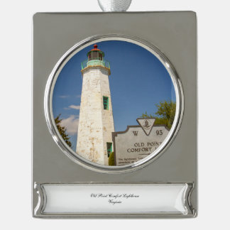 Old Point Comfort Lighthouse Banner-Ornament Silber
