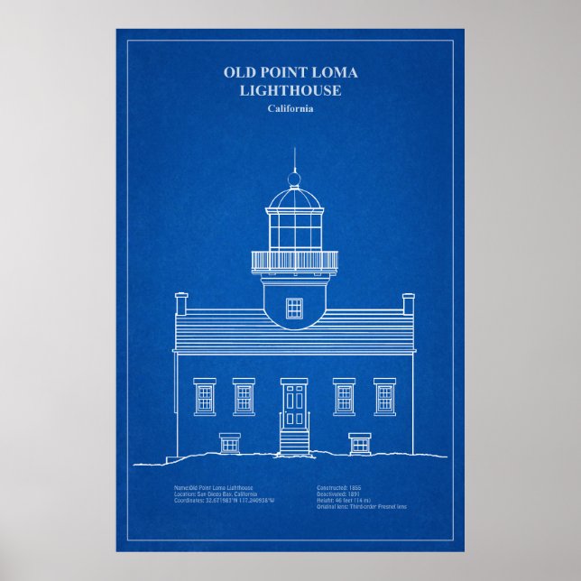 Old Point Loma Lighthouse - Kalifornien - AD Poster (Vorne)